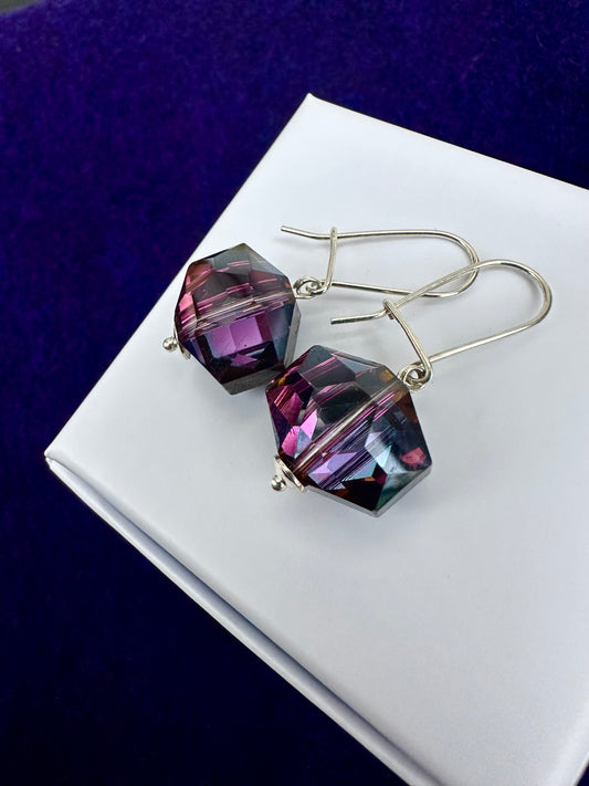 Hexagonal Glass Earrings